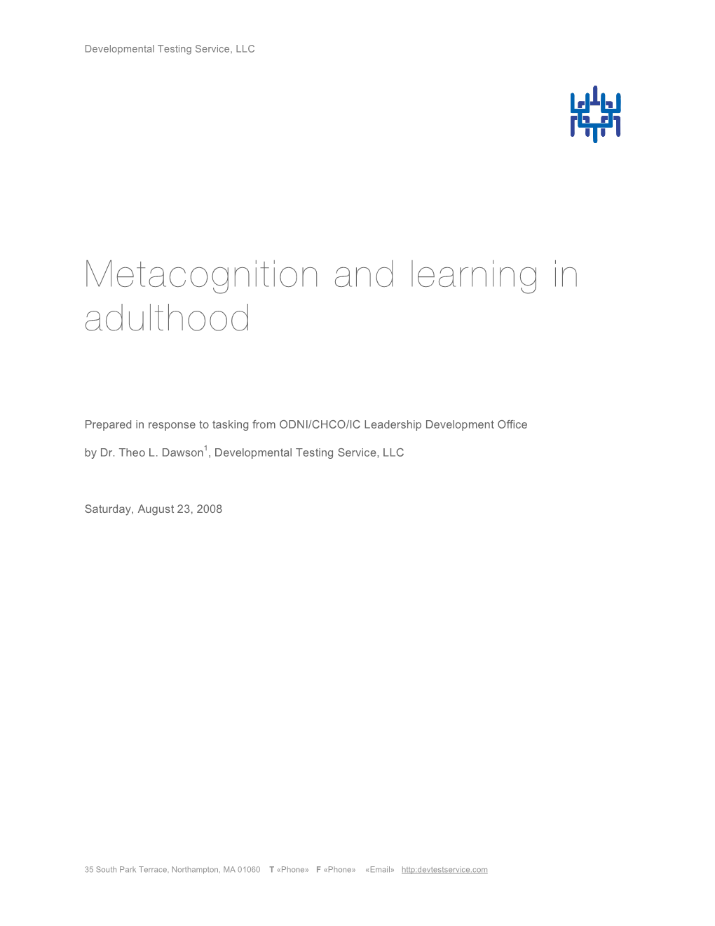 Metacognition and Learning in Adulthood