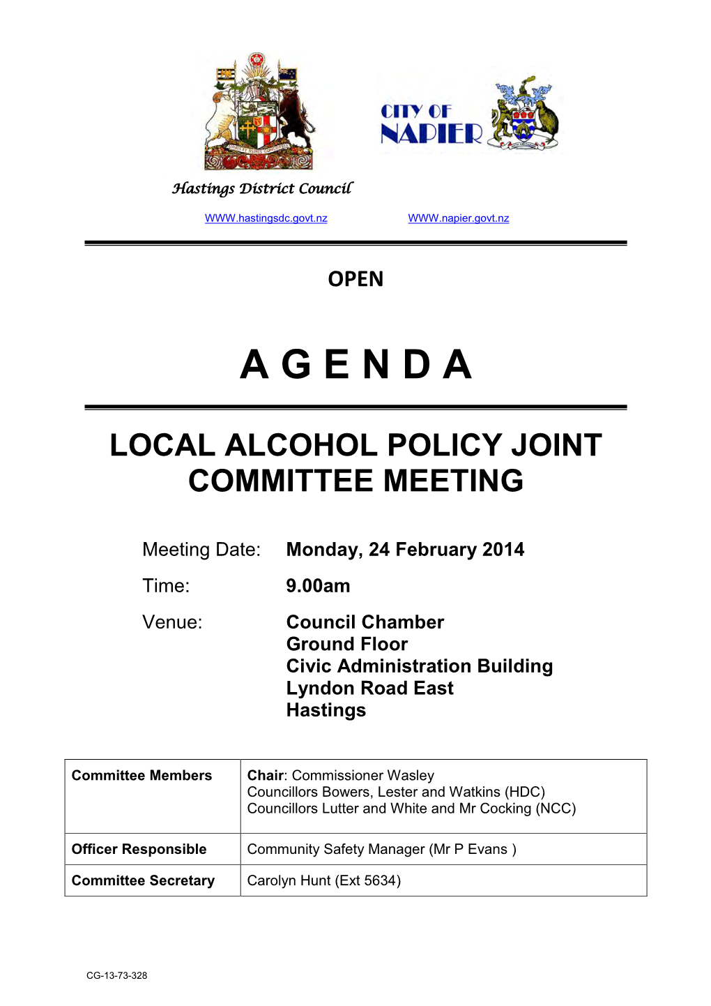 Agenda of Local Alcohol Policy Joint Committee