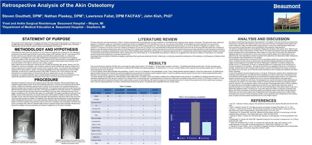 The Akin Osteotomy, an Analysis of Outcomes Steven Douthett