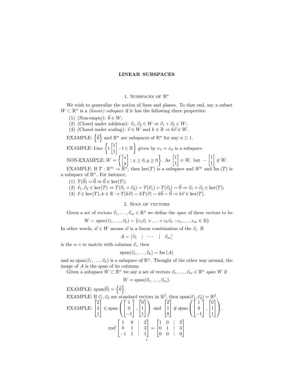 Linear Subspaces