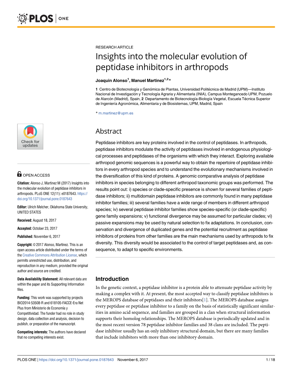 Insights Into the Molecular Evolution of Peptidase Inhibitors in Arthropods