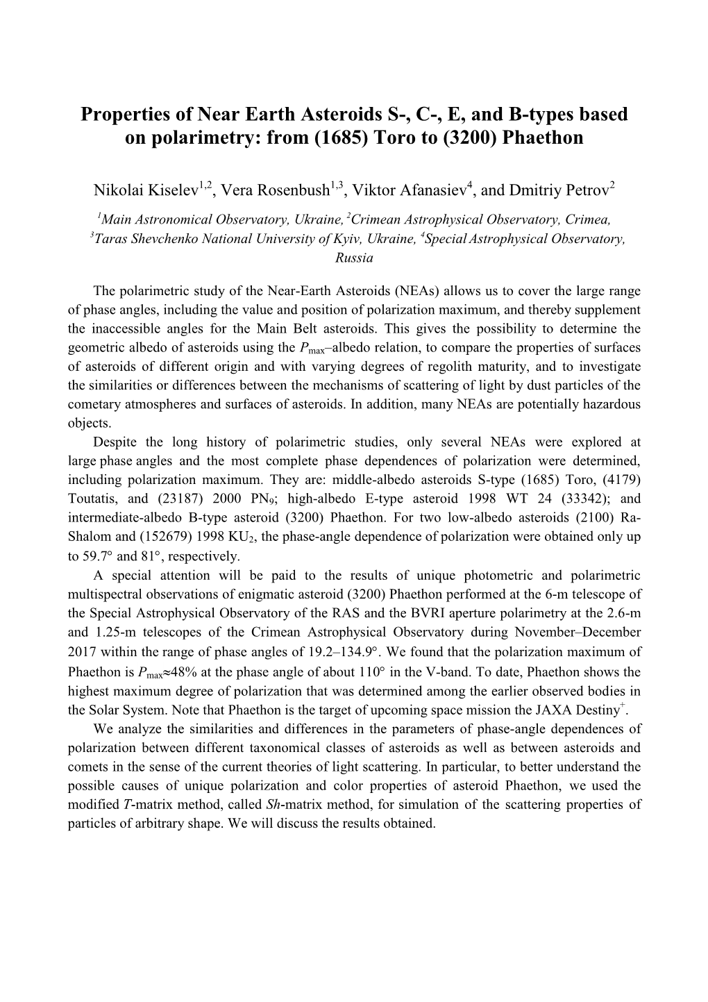 Properties of Near Earth Asteroids S-, C-, E, and B-Types Based on Polarimetry: from (1685) Toro to (3200) Phaethon