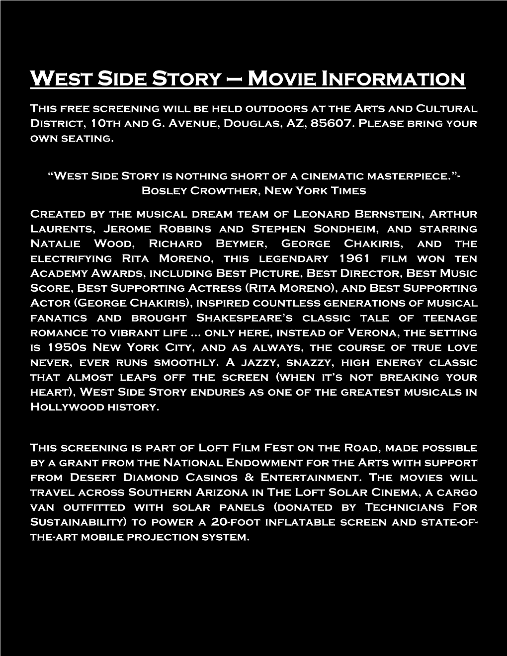 West Side Story – Movie Information