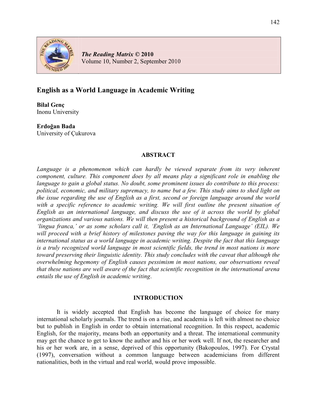 English As a World Language in Academic Writing