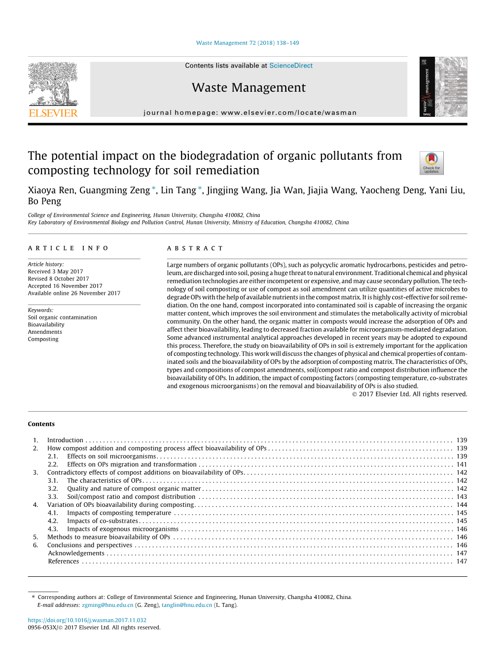 The Potential Impact on the Biodegradation of Organic