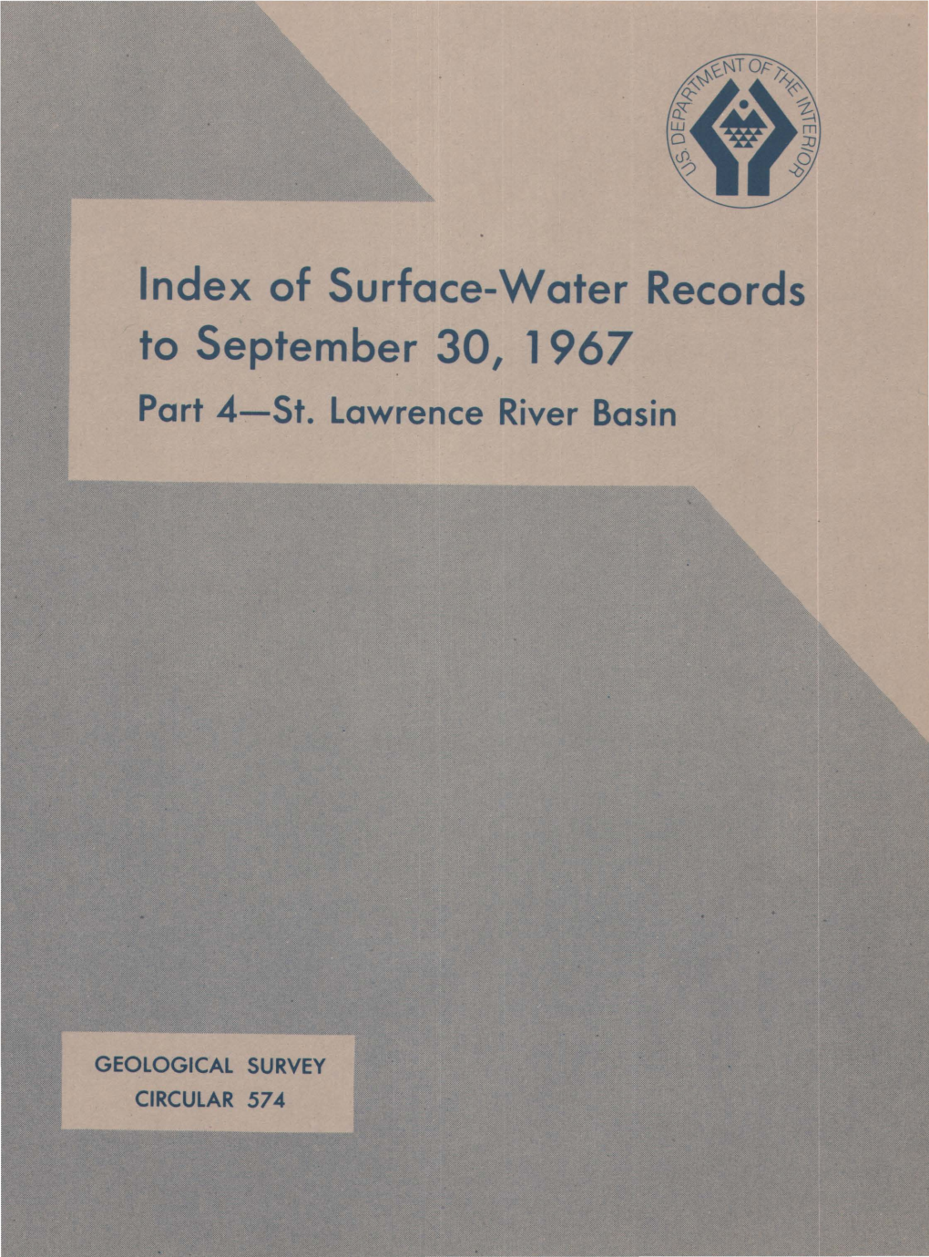 Index of Surface-Water Records to September 30, 1967