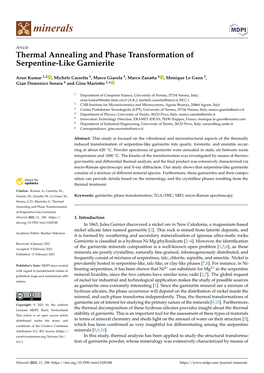 Thermal Annealing and Phase Transformation of Serpentine-Like Garnierite