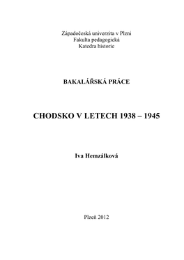 Chodsko V Letech 1938 – 1945
