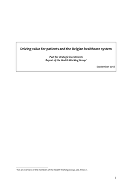Driving Value for Patients and the Belgian Healthcare System