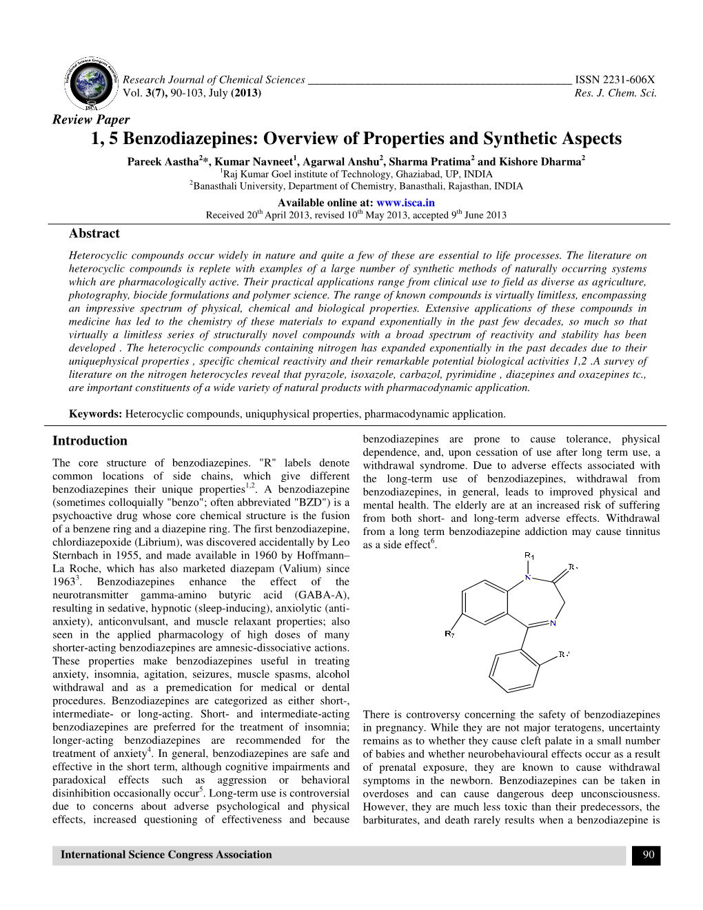 1, 5 Benzodiazepines: Overview of Properties and Synthetic Aspects