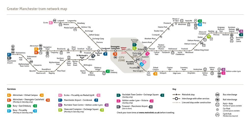 Greater Manchester Tram Network Map