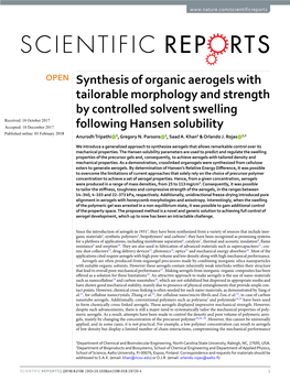 Synthesis of Organic Aerogels with Tailorable Morphology and Strength