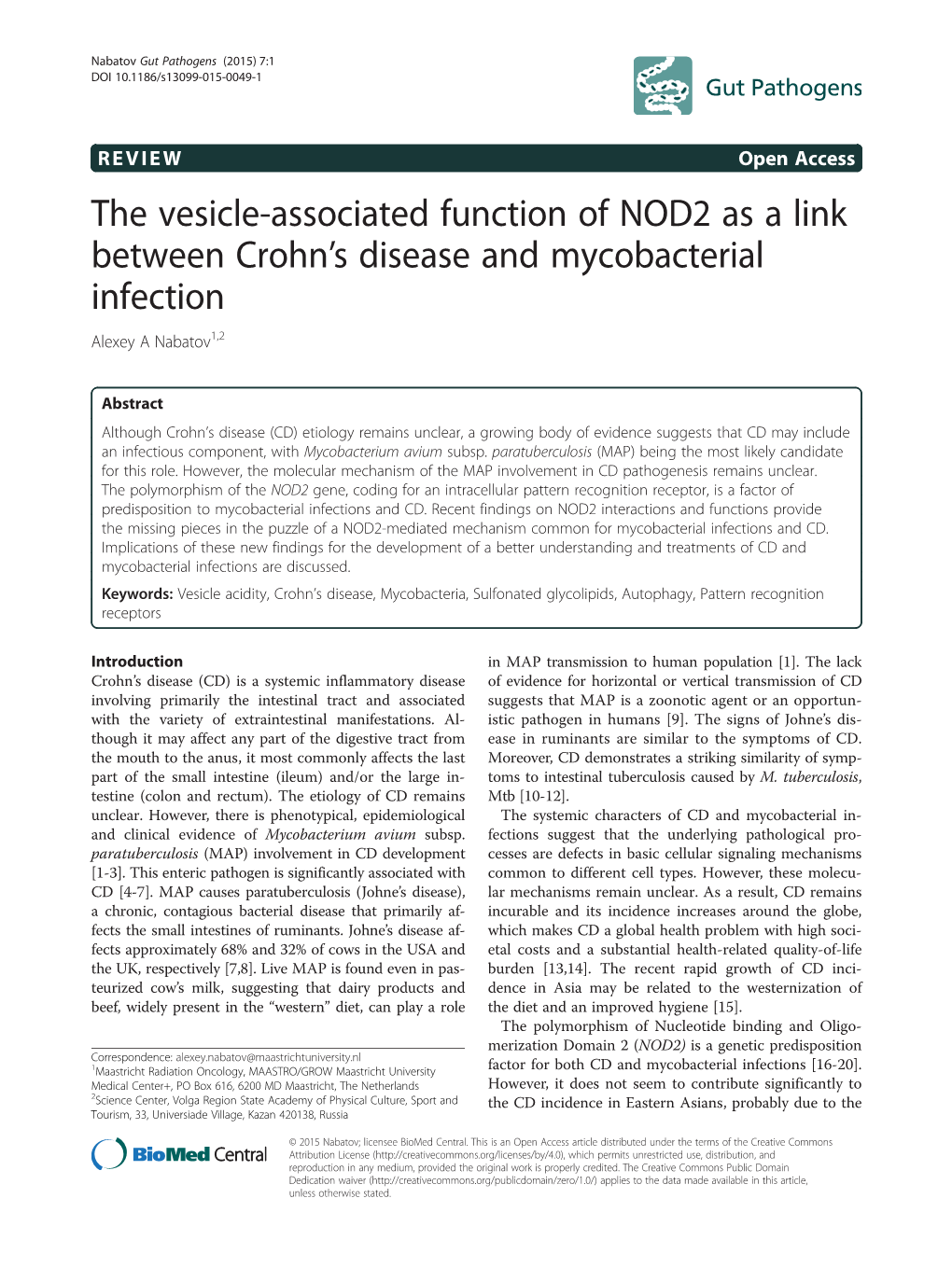 The Vesicle-Associated Function of NOD2 As a Link Between Crohn's