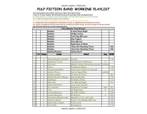 PULP FICTION BAND WORKING PLAYLIST Each Set Requires One Schtick and One Or More Slow Dance Tunes 3 Sets of 12 Each Needed
