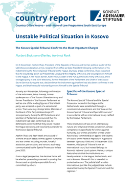 Unstable Political Situation in Kosovo