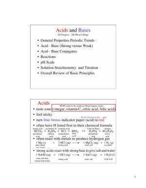 Acids and Bases Acids