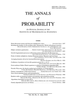 THE ANNALS of PROBABILITY