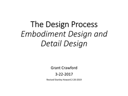 The Design Process: Embodiment Design and Detail Design