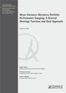 Mean-Variance-Skewness Portfolio Performance Gauging: a General Shortage Function and Dual Approach