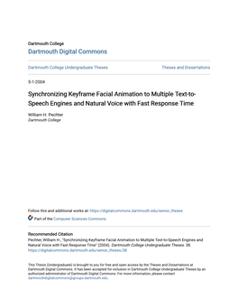 Synchronizing Keyframe Facial Animation to Multiple Text-To- Speech Engines and Natural Voice with Fast Response Time