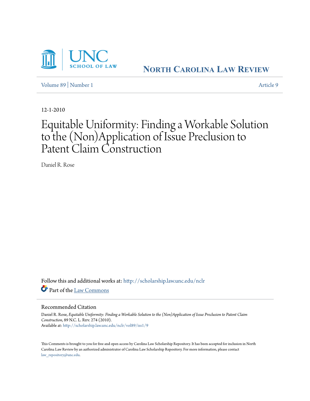 (Non)Application of Issue Preclusion to Patent Claim Construction Daniel R