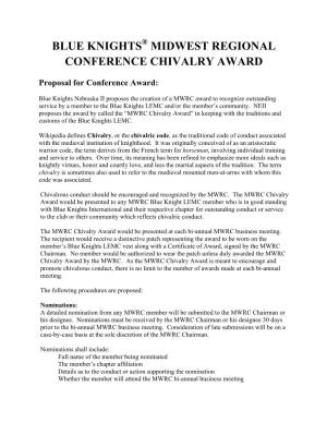 MWRC Chivalry Award” in Keeping with the Traditions and Customs of the Blue Knights LEMC