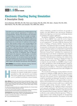 Electronic Charting During Simulation a Descriptive Study