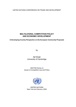 Multilateral Competition Policy and Economic Development