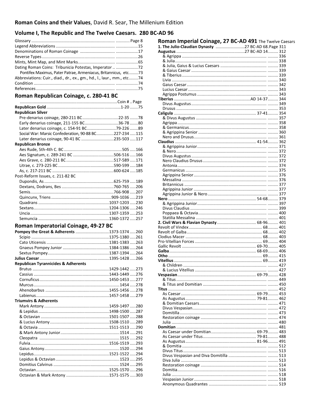 Roman Coins and Their Values, David R. Sear, the Millenium