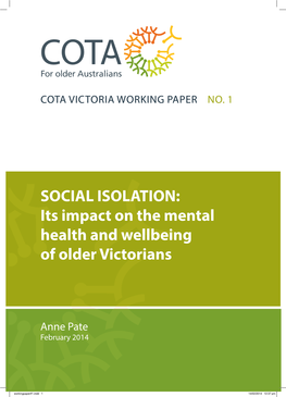 SOCIAL ISOLATION: Its Impact on the Mental Health and Wellbeing of Older Victorians