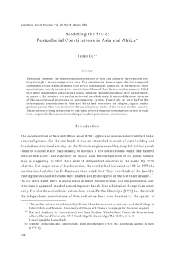 Postcolonial Constitutions in Asia and Africa＊