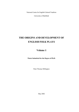 The Origins and Development of English Folk Plays