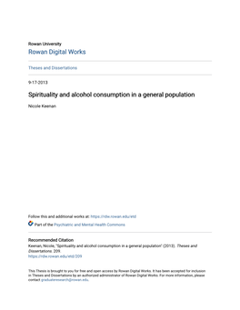 Spirituality and Alcohol Consumption in a General Population