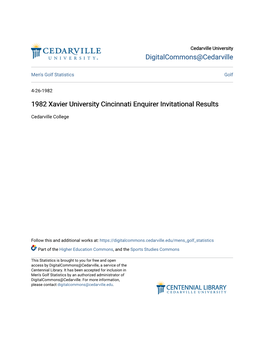 Xavier University Cincinnati Enquirer Invitational Results