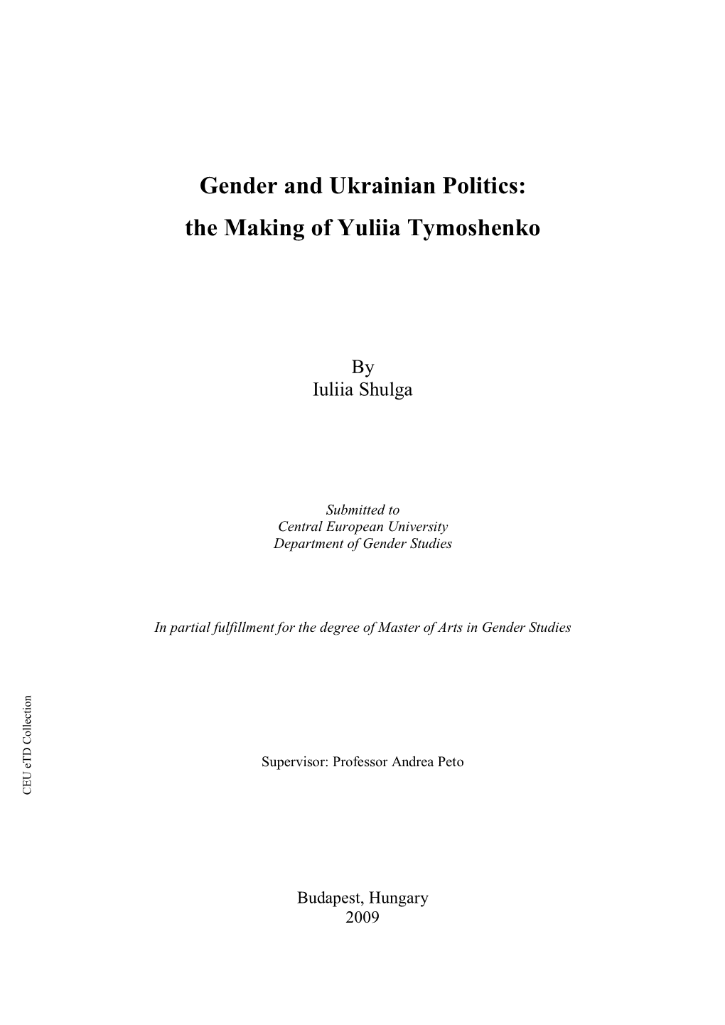 Gender and Ukrainian Politics