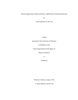 Protein Engineering of Bacterioferritin: Applications to Bionanotechnology