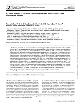 A Cluster Analysis of Bacterial Vaginosis–Associated Microflora