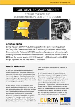 Cultural Backgrounder: Refugees from the Democratic Republic of The