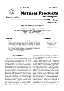 A Review on Luffa Acutangula