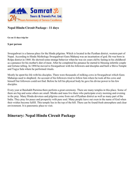 Nepal Hindu Circuit Package - 11 Days