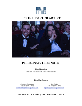 DISASTER ARTIST Prelim Press Notes 9.25.17