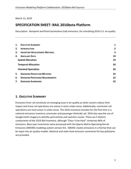 SPECIFICATION SHEET: RAIL 2016Beta Platform