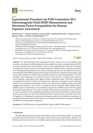 (5G) Electromagnetic Field (EMF) Measurement and Maximum Power Extrapolation for Human Exposure Assessment