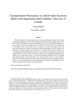 Unemployment Fluctuations in a Small Open-Economy Model with Segmented Labour Markets: the Case of Canada