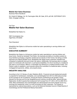 Mobile Hair Salon Business Business Plans Handbook Ed
