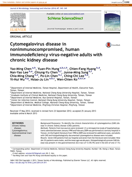 Cytomegalovirus Disease in Nonimmunocompromised, Human Immunodeﬁciency Virus-Negative Adults with Chronic Kidney Disease