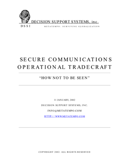 Secure Communications Operational Tradecraft
