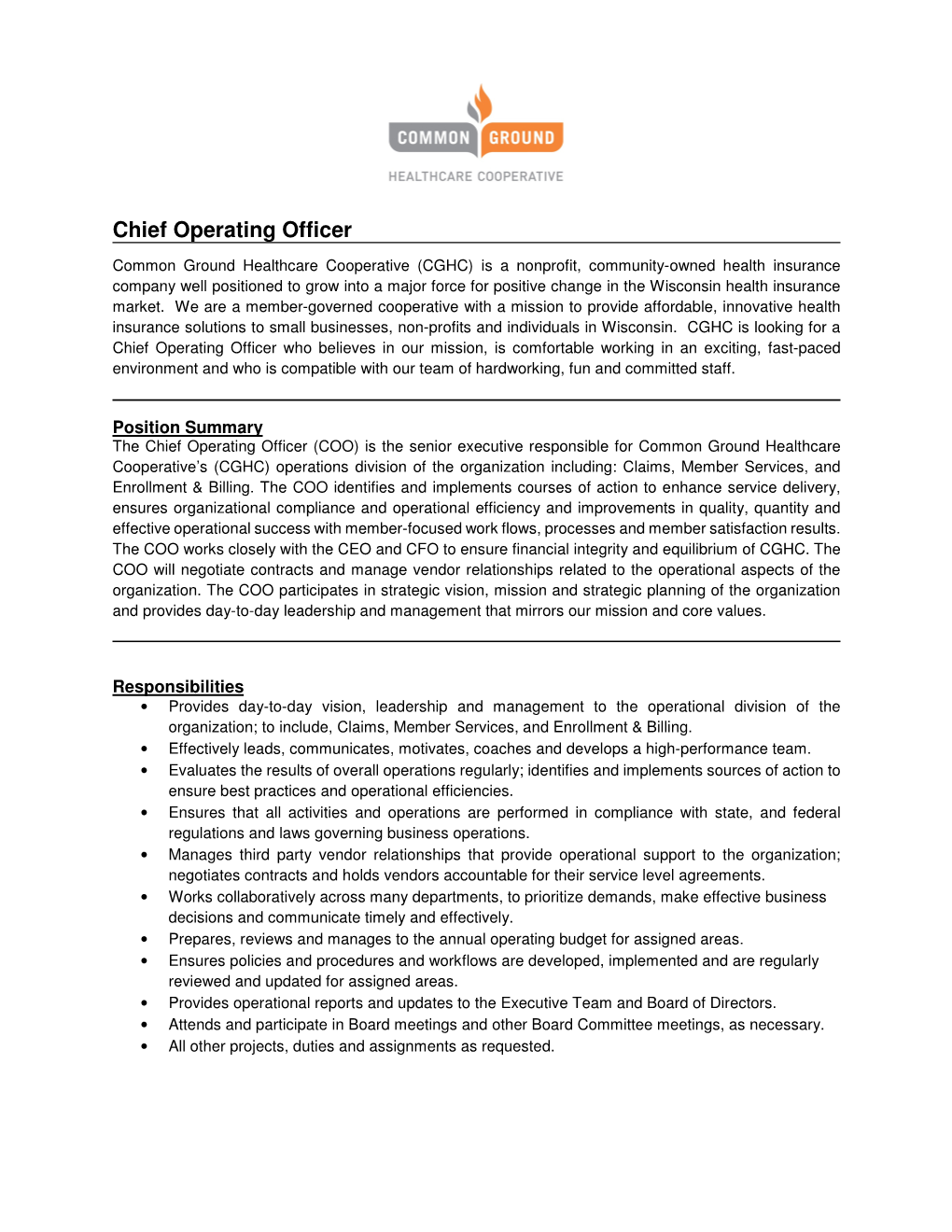 Chief Operating Officer