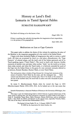 Lemuria in Tamil Spatial Fables SUMATHI RAMASWAMY