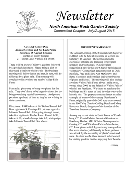 Newsletter North American Rock Garden Society Connecticut Chapter July/August 2015 ______